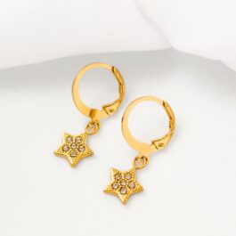 ARGOLLA ACERO DORADO C/DIJE ESTRELLA DE STRASS Y CIERRE ITALIANO