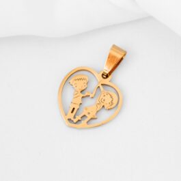 DIJE DE ACERO DORADO PAREJA DENTRO DE UN CORAZÓN