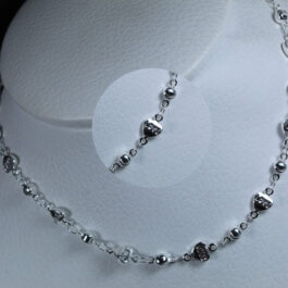 CADENA DE ACERO BLANCO CORAZONES LOVE 55CM