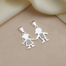 DIJES EN ACERO BLANCO NIÑA O NIÑO CON STRASS