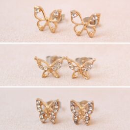 ARO PASANTE DE ACERO DORADO MARIPOSA C/STRASS