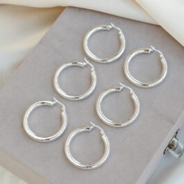 ARGOLLA DE ACERO BLANCO INFLADA REDONDA 3.5CM