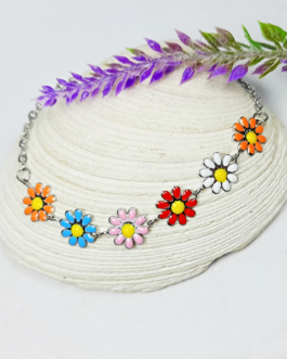 PULSERA DE ACERO 6 MARGARITAS MEDIANAS