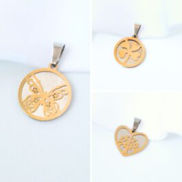 DIJE DE ACERO COMBINADO DOBLE CIRCULO/VARIOS MODELOS