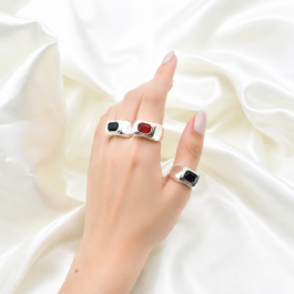 ANILLOS PLATEADO TIPO SELLO CON PIEDRA X3
