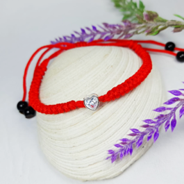 PULSERA MACRAME C/ CORAZON SUSANITO DE ACERO BLANCO