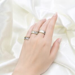 ANILLO DE ACERO COMBINADA ALA FACETADA X 3