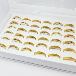 ALIANZA DE ACERO DORADO FACETADA 4MM X36