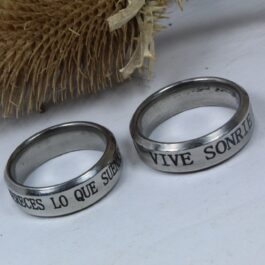 ANILLO DE ACERO ALIANZA C/ FRASES X36