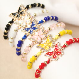 PULSERAS MACRAME Y ACERO DORADO MARIPOSAS