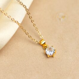 CADENA ACERO DORADO CON DIJE CUBIC