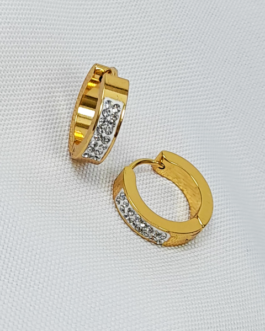 ARO ARGOLLA DE ACERO DORADO DOBLE MULTI-STRASS 1.5CM
