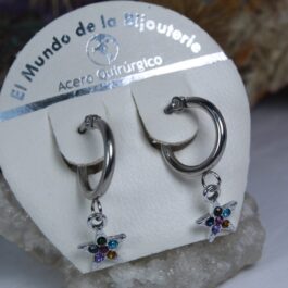 ARGOLLA DE ACERO C/ DIJE MULTISTRASS CORAZON Y ESTRELLA