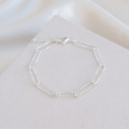 PULSERA DE ACERO BLANCO ESLABON RECTANGULAR ALARGADOFACETADA