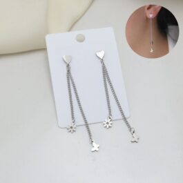 AROS EN ACERO COLGANTES CON 2 DIJES FLORES Y MARIPOSAS