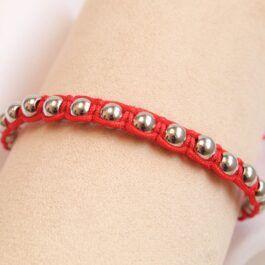 PULSERA DE HILO MACRAME C/BOLITAS DE ACERO