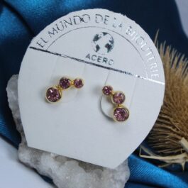 ARO DE ACERO DORADO TREPADOR C/3 STRASS DE COLORES