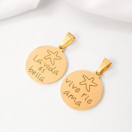 DIJE DE ACERO DORADO FRASES