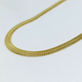CADENA DE ACERO DORADO COBRA CHATA DIAMANTADA 45CM