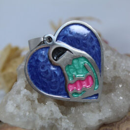 DIJE DE ACERO MAMÁ C/BEBÉ ESMALTADO CORAZÓN