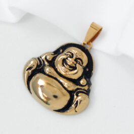 DIJE DE ACERO DORADO BUDA INFLADO GRANDE