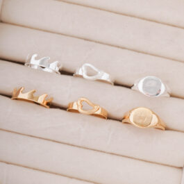 ANILLO DORADO Y PLATEADO FORMAS VARIAS X6