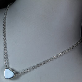 COLLAR DE ACERO BLANCO C/DIJE CORAZÓN PASANTE MACIZO 45CM