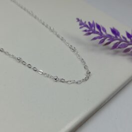CADENA DE ACERO BLANCO ESPEJITO C/BOLITAS MINI 55CM