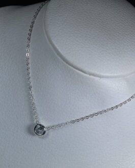 COLLAR DE ACERO BLANCO C/ DIJE CIRCULO C/CUBIC