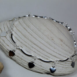 PULSERA DE ACERO BLANCO ARTICULADA C/HOJAS O CORAZONES