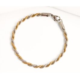 PULSERA DE ACERO TURBILLÓN COMBINADA C/DORADO