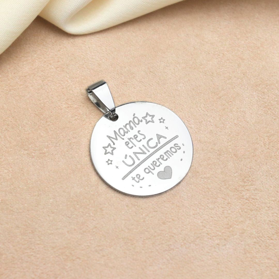 DIJES ACERO BLANCO CON FRASES PARA MAMÁ - Imagen 2