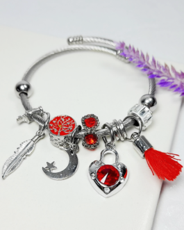 PULSERA DE ACERO TIPO PANDORA C/VARIOS DIJES
