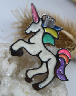 DIJE DE ACERO UNICORNIO ESMALTADO GRANDE
