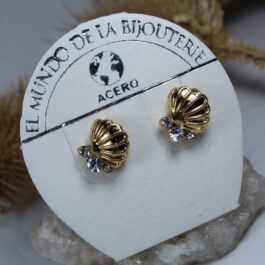 ARO DORADO C/PASANTE DE ACERO OSTRA C/PERLITA Y STRASS