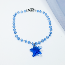 PULSERA DE ACERO C/MOSTACILLA, CADENA Y DIJE CRISTAL