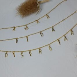 PULSERA DE ACERO DORADO FRASES