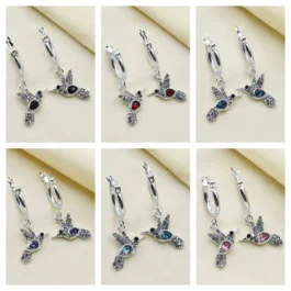 ARGOLLAS DE ACERO BLANCO COLIBRÍ MICROPAVE Y CUBIC
