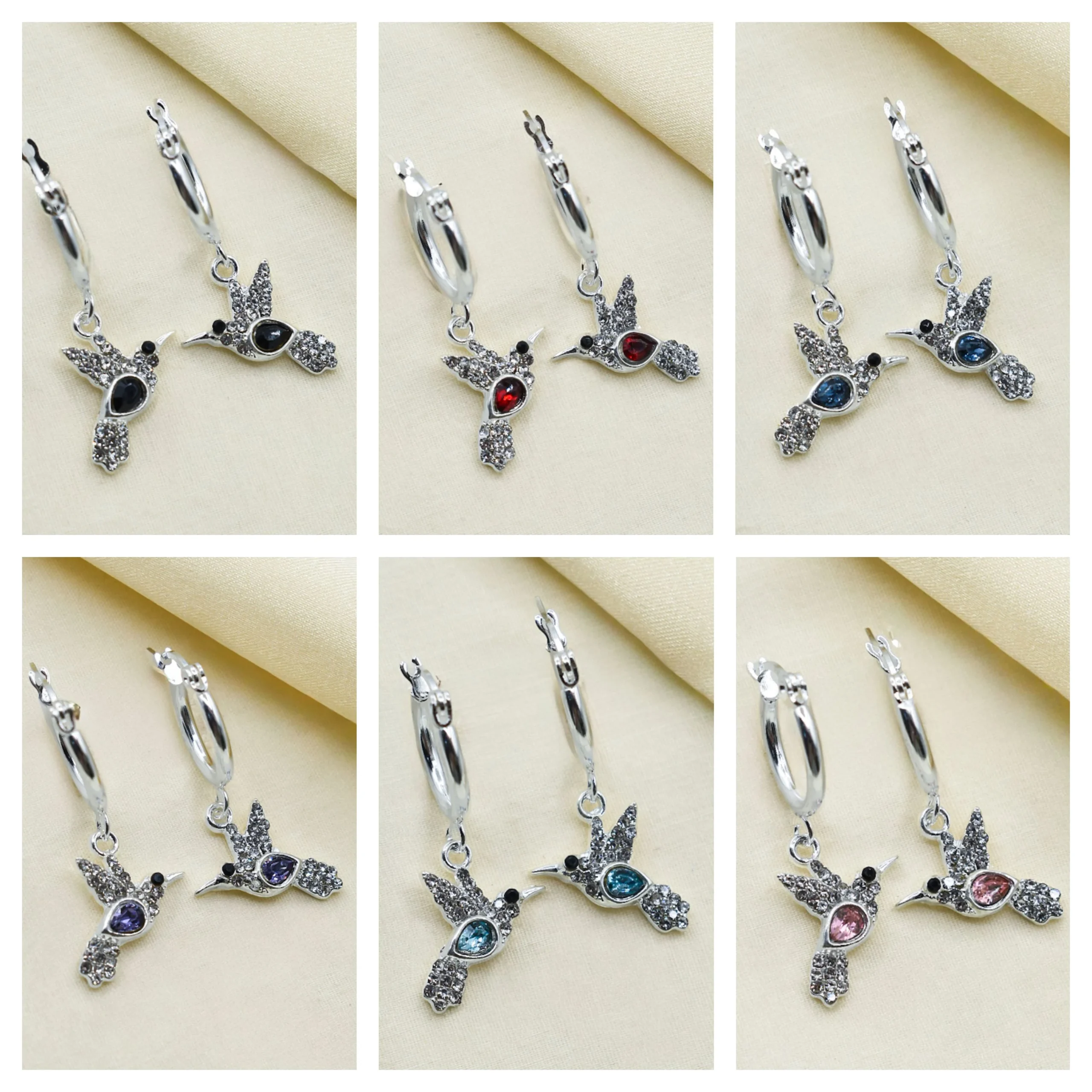 ARGOLLAS DE ACERO BLANCO COLIBRÍ MICROPAVE Y CUBIC