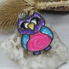 DIJE DE ACERO LECHUZA ESMALTADA VARIOS COLORES