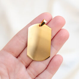 DIJE DE ACERO DORADO PLACA PARA GRABAR