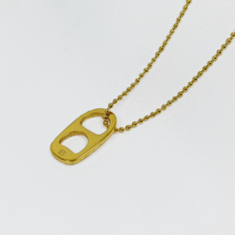 COLLAR DE ACERO DORADO TODO BOLITAS C/ DIJE CHAPITA