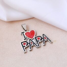 DIJE DE ACERO I LOVE PAPA ESMALTADO