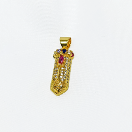 DIJE DE ACERO DORADO PRISMA HEXAGONAL MICROPAVE MONOLITO