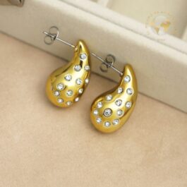 AROS CHUNKY GOTA EN DORADO CON STRASS