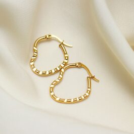 AROS ARGOLAS DE ACERO DORADO CORAZON DIBUJADOS