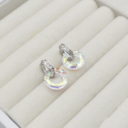 ARGLLAS PLATEADAS C/STRASS Y DIJE DONA DE CRISTAL