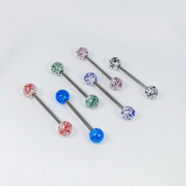 PIERCING DOBLE BOLA ACRILICO COLORES P/LENGUA