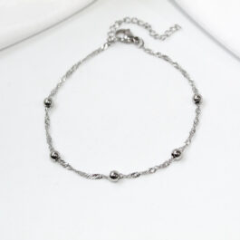 PULSERA DE ACERO SINGAPUR C/ 5 BOLITAS