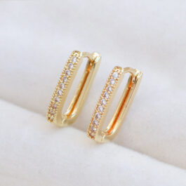 ARGOLLA DE ACERO DORADO RECTANGULAR MICROPAVE X12